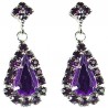 Bridal Jewellery, Wedding Gift, Fashion Purple Diamante Teardrop-In-Love Drop Earrings