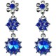 Bridal Costume Jewellery, Fashion Wedding Gift, Bib Royal Blue Diamante Linear Flower Dress Drop Earrings