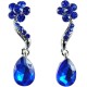  Bridal Costume Jewellery, Fashion Wedding Gift, Bib Royal Blue Diamante Daisy Teardrop Dress Drop Earrings