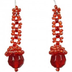 Unique Bead Costume Jewellery, Women' s Gift, Red Art Deco Beaded Drop Earrings