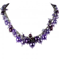 Fashion Statement Costume Jewellery, Purple Illusion Pearl Cluster Necklace