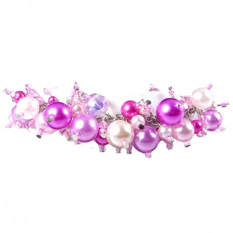 Fashion Statement Costume Jewellery, Pink Illusion Pearl Charm Cluster Dangle Bracelet