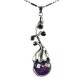 Costume Jewellery Gift, Women's Fashion Necklace, Purple Elegant Flower Teardrop Pendant