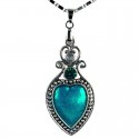 Aqua Enamel Heart Pendant