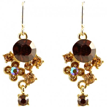Fashion Young Women Gift, Chic Trendy Costume Jewellery, Brown Twilight Diamante Drop Earrings