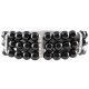 Women's Party Costume Jewellery, Fashion Gift, Black Faux Pearl Clear Diamante Spacer Stretch Bracelet