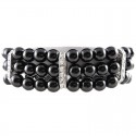Black Pearl Clear Diamante Spacer Stretch Bracelet