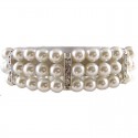 Ivory Pearl Clear Diamante Spacer Stretch Bracelet