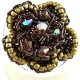 Big Bold Statement Costume Jewellery, Brown Bead Crochet Fashioon Beaded Flower Ring