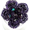 Big Bold Statement Costume Jewellery, Purple Bead Crochet Beaded Fashion Flower Ring