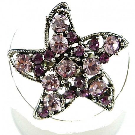 Costume Jewellery Rings, Fashion Women Girls Gift, Purple & Lilac Diamante Star Cute Statement Ring