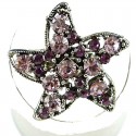Purple & Lilac Diamante Star Cute Statement Ring