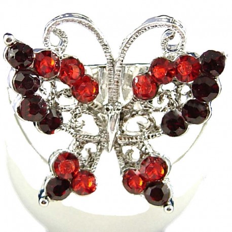 Red & Burgundy Diamante Butterfly Statement Ring