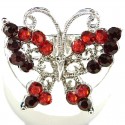 Red & Burgundy Diamante Butterfly Statement Ring