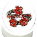 Red Diamante Triple Flower Ring