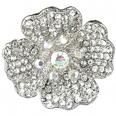 Big Large Bold Statement Costume Jewellery Rings, Fashion Women Gift, Clear Diamante Chunky Lucky Flower Cocktai Ring