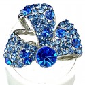Blue Diamante Glory Ribbon Bow Cocktail Ring