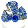 Fancy Bold Statement Costume Jewellery, Fashion Women Gift, Blue Diamante Glory Ribbon Bow Cocktail Ring
