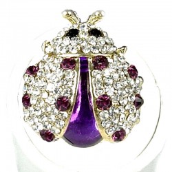 Cool Costume Jewellery, Fashion Women Girls Gift, Purple Diamante Gold Ladybird Cute Statement Ring