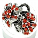 Red Diamante Twin Flower Ring