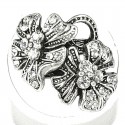 Clear Diamante Twin Flower Ring