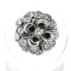 Chic Costume Jewellery, Fashion Women Girls Birthday Gift, Black & Clear Diamante Chrysanthemum Flower Ring