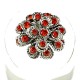 Chic Costume Jewellery, Fashion Women Girls Birthday Gift, Red Diamante Chrysanthemum Flower Ring