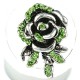 Feminine Costume Jewellery, Fashion Women Girls Birthday Gift, Green Diamante Rose Flower Ring