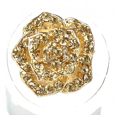 Feminine Costume Jewellery, Fashion Women Girls Birthday Gift, Golden Diamante Rose Flower Ring