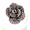 Chic Feminine Costume Jewellery, Fashion Women Girls Birthday Gift, Lilac Diamante Rose Flower Ring