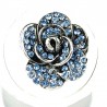 Chic Feminine Costume Jewellery, Fashion Women Girls Birthday Gift, Blue Diamante Rose Flower Ring