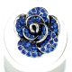 Feminine Costume Jewellery, Fashion Women Girls Birthday Gift, Royal Blue Diamante Rose Flower Ring