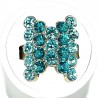 Cute Fun Love Costume Jewellery Rings, Women Girls Gift, Aqua Blue Diamante Fashion Bow Ring