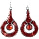 Fashion Women's Girls Gift, Everyday Costume Jewellery, Red Enamel Circle Drop Earrings