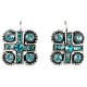 Chic Fashion Trendy Costume Jewellery, Women Girls Gift, Blue Diamante Cross Square Leverback Earrings