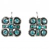 Chic Fashion Trendy Costume Jewellery, Women Girls Gift, Blue Diamante Cross Square Leverback Earrings