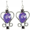 Chic Fashion Women Costume Jewellery Gift, Omega Purple Rhinestone Diamante Teardrop Dangle Earrings