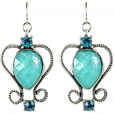 Fashion Costume Jewellery Gift, Omega Aqua Teardrop Dangle Earrings