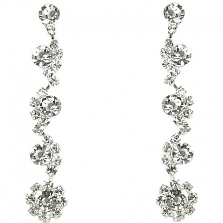 Dressy Costume Jewellery, Women's Gift, Fashion Clear Diamante Linear Drop Earrings