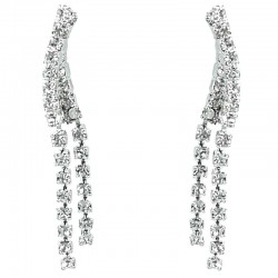 Cool Fashion Costume Bridal Jewellery, Women Wedding Gift, Clear Diamante Simple Twist Tassel Drop Earrings