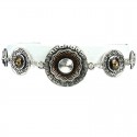 Brown Enamel Double Circle Disc Link Fashion Bracelet