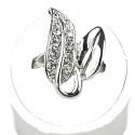 Clear Diamante Silver Forest Leaf Ring
