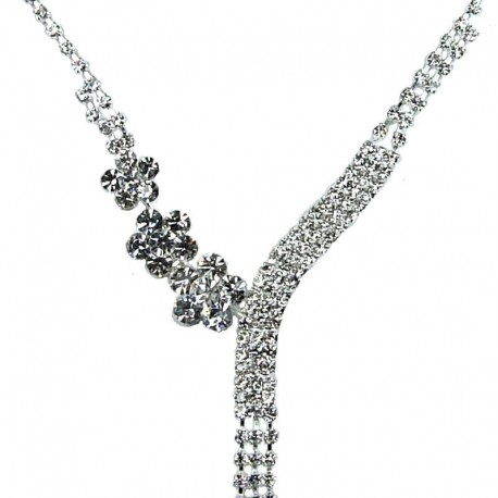 Fashion Bridal Costume Jewellery Gift, Clear Diamante Daisy Tassel Dress Necklace