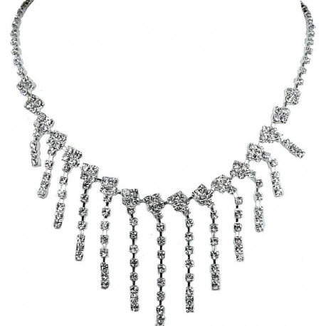 Clear Diamante Waterfall Cascade Dress Necklace
