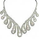 Clear Diamante Beauty Teardrop Wave Bib Statement Dress Necklace