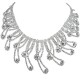 Bridal Costume Jewellery, Wedding Gift, Clear Diamante Bold Charming Teardrop Wave Bib Statement Dress Necklace