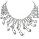 Clear Diamante Bold Charming Teardrop Wave Bib Statement Dress Necklace