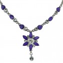 Purple Diamante Iris Cristata Fashion Flower Dangle Necklace