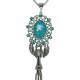 Chic Costume Jewellery, Gift for Her Women Birthday Anniversary X'mas, Royal Round Turquoise Tassel Dangle Long Necklace
