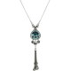 Fashion Women's Gift, Chic Costume Jewellery, Aqua Blue Luck Teardrop Tassel Drop Long Necklace